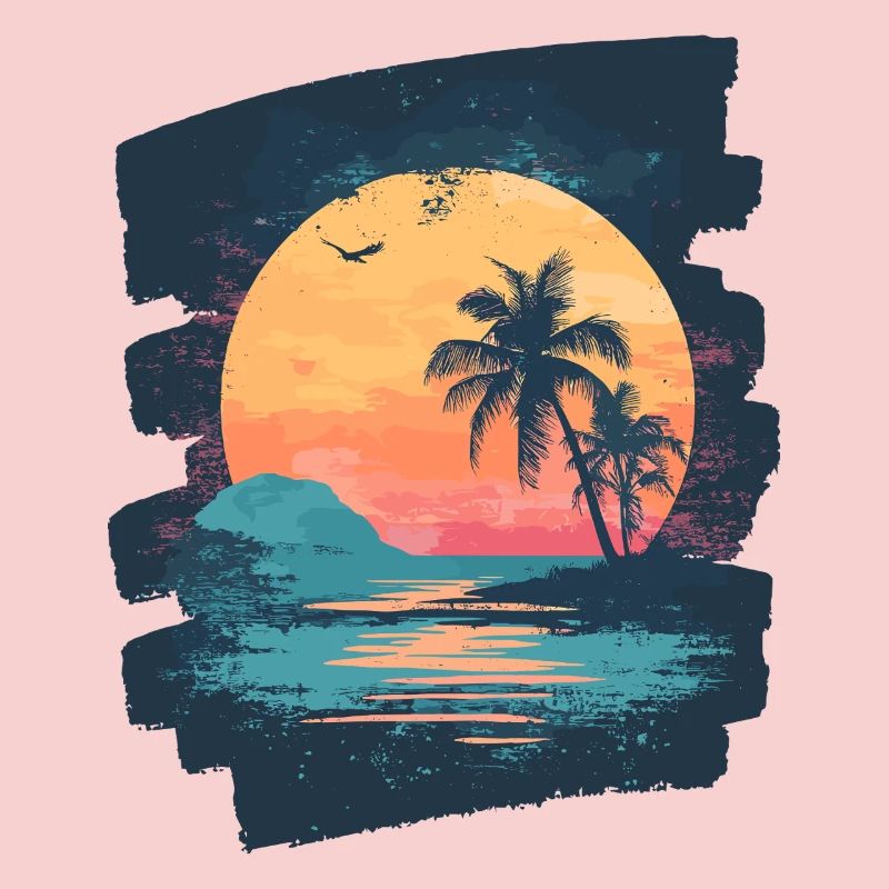 Beach Palm Trees Sunset Summer