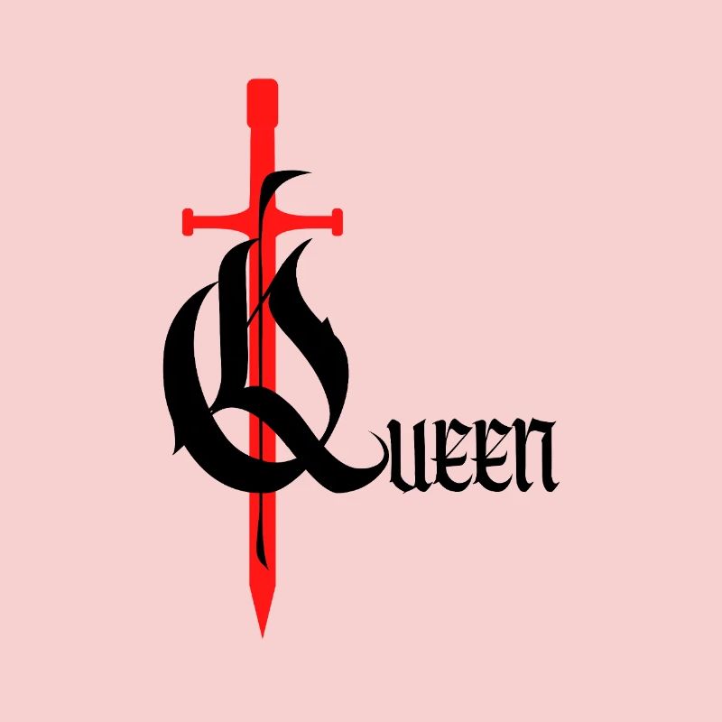 Gothique Queen Design avec épée avec texte noir