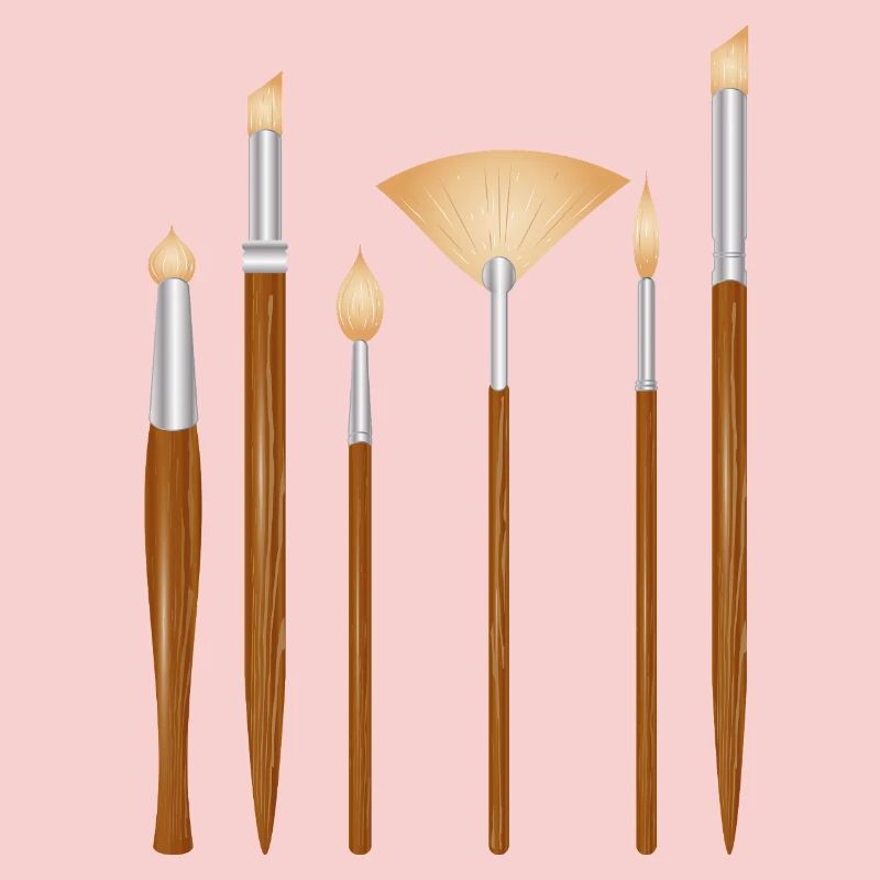 Set de pinceaux d’artiste de différentes formes