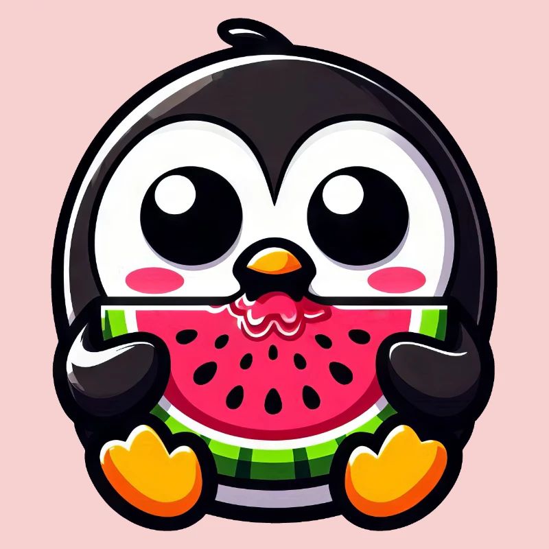 Cute Penguin with Melon Chibi Fruit Sweet