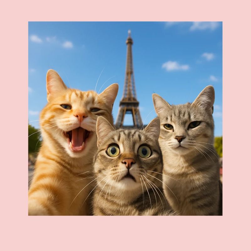 Cats selfie in Paris Eiffel Tower Cat Selfie Gift