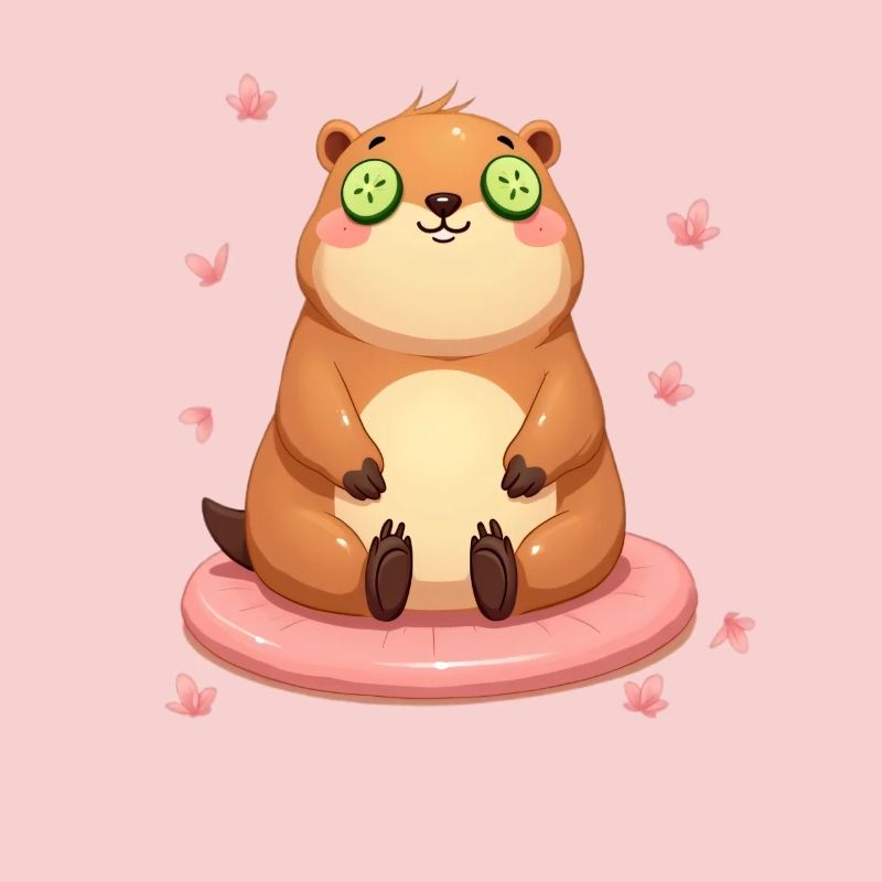 Mignon Capybara Concombre Oeil Oreiller médite