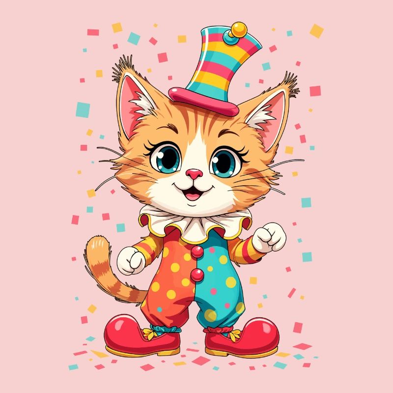 Chaton Clown Joyeux Impression Instantanée