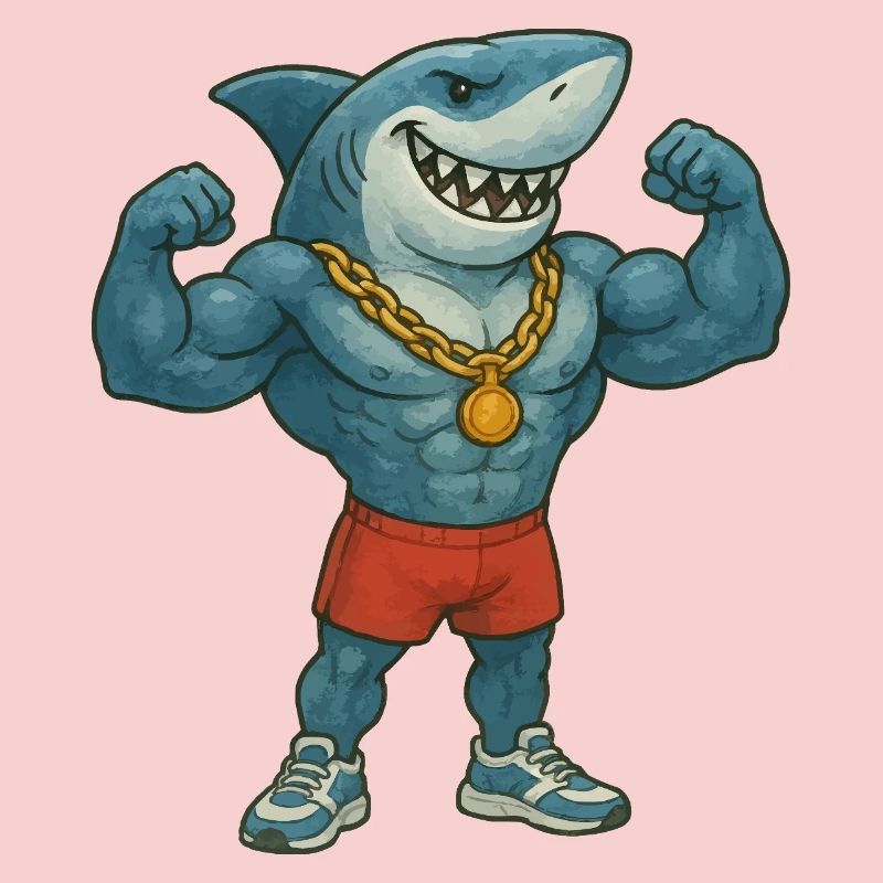 shark-comic-bodybuilder