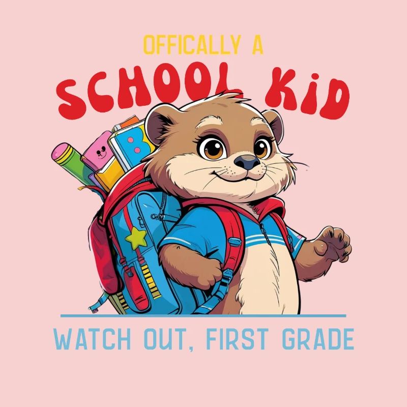Funny schoolchild with backpack design