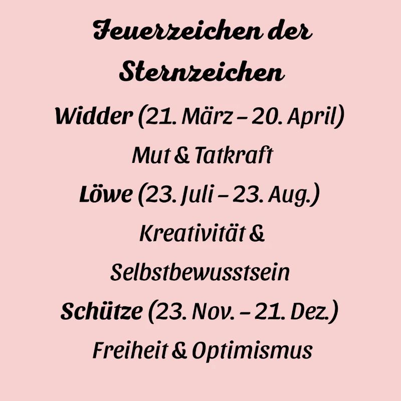 Feuerzeichen der Sternzeichen
