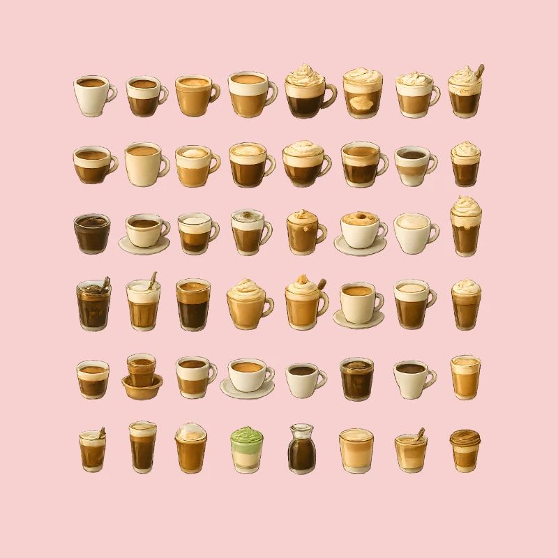 Various coffee drinks