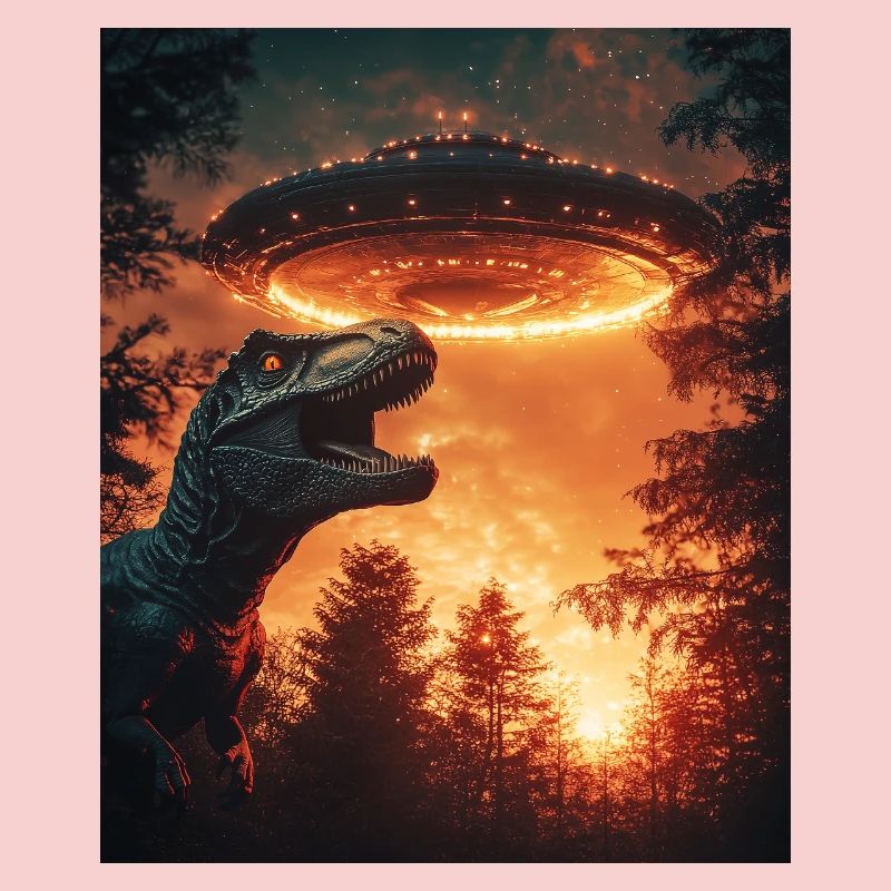 T-Rex Selfie mit UFO