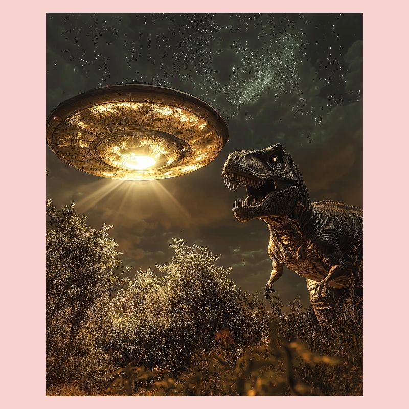 T-Rex selfie with UFO