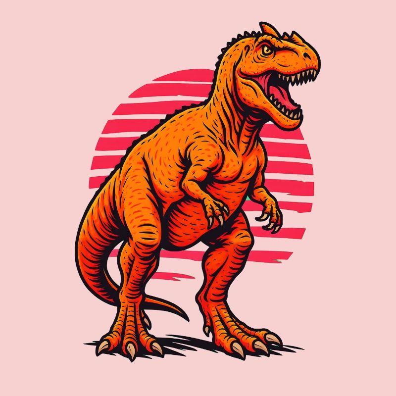Vibrant Dinosaur Illustration for Apparel