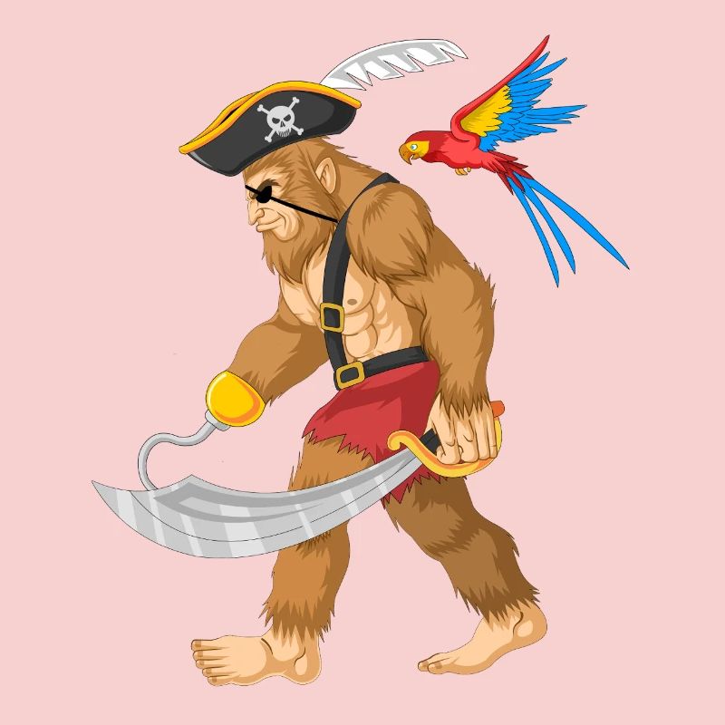 Drôle Pirate Bigfoot Épée Perroquet Aventure