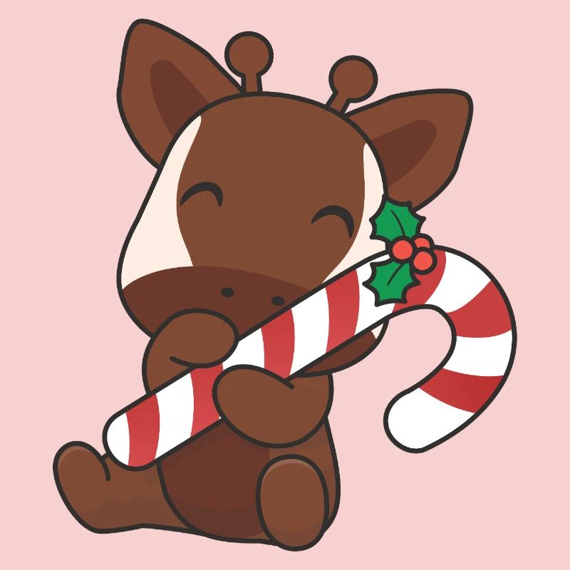 Mignon okapi de Noël avec canne à sucre