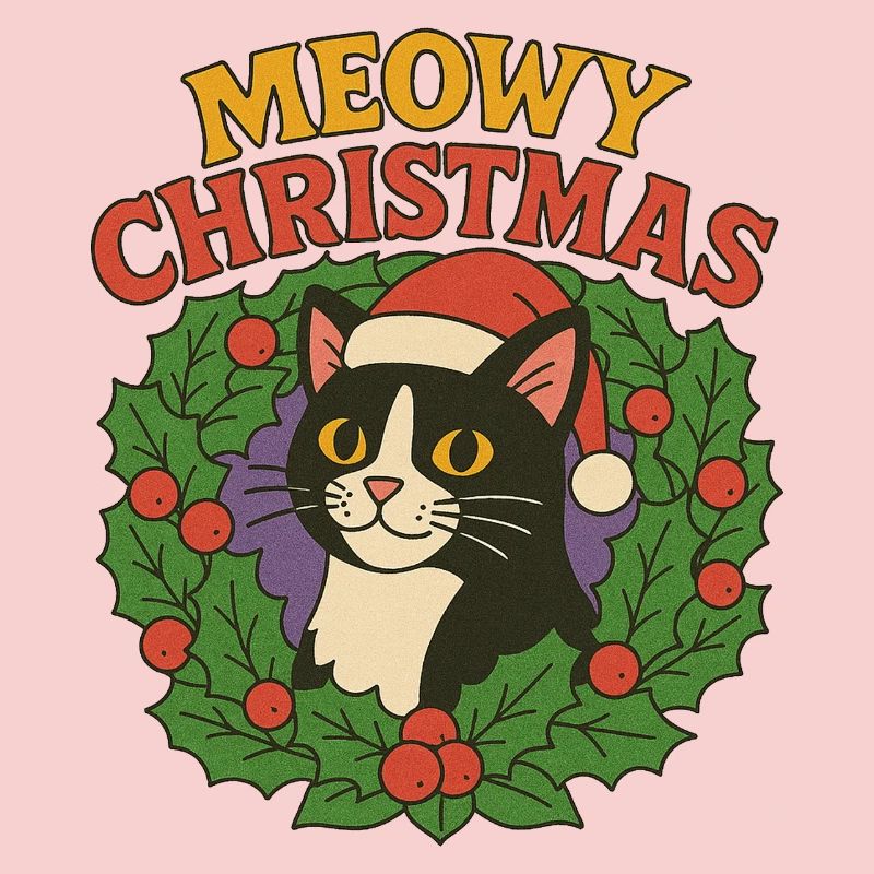 Festliches Katzen-Weihnachtskranz-Design