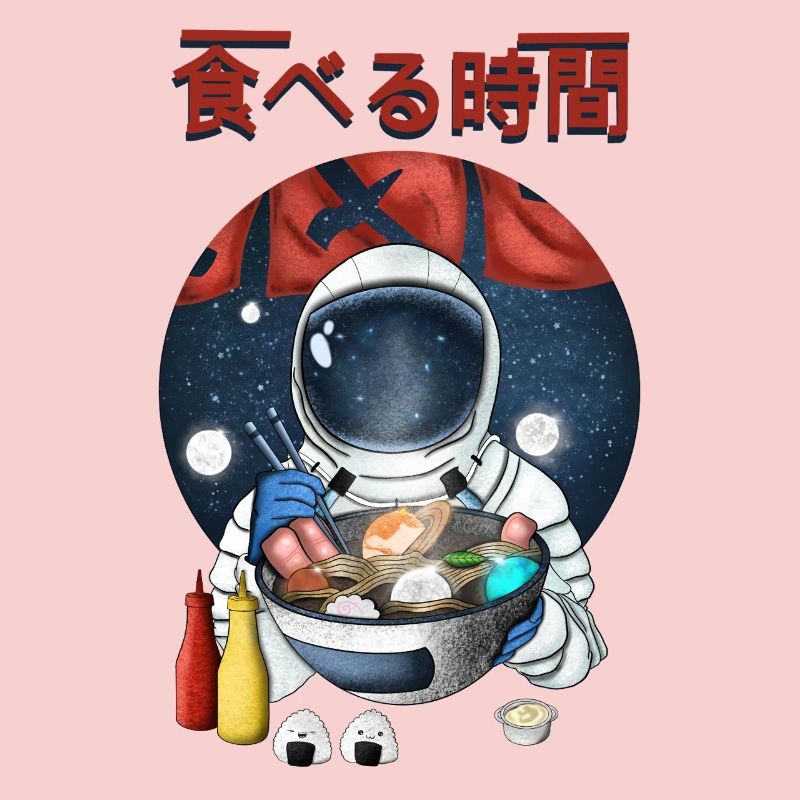 Astronaut Eating Ramen Nightscape