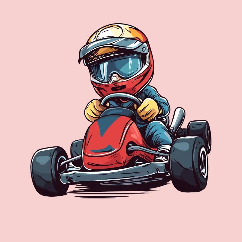 Conception de dessin animé de petit pilote de kart