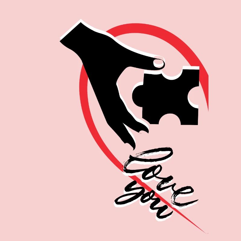 Hand, die ein Puzzle hält, halb ein Herz