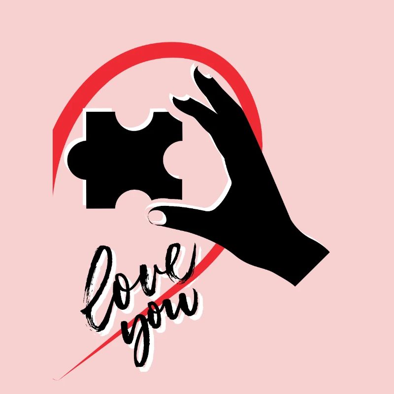 Hand, die ein Puzzle hält, halb ein Herz