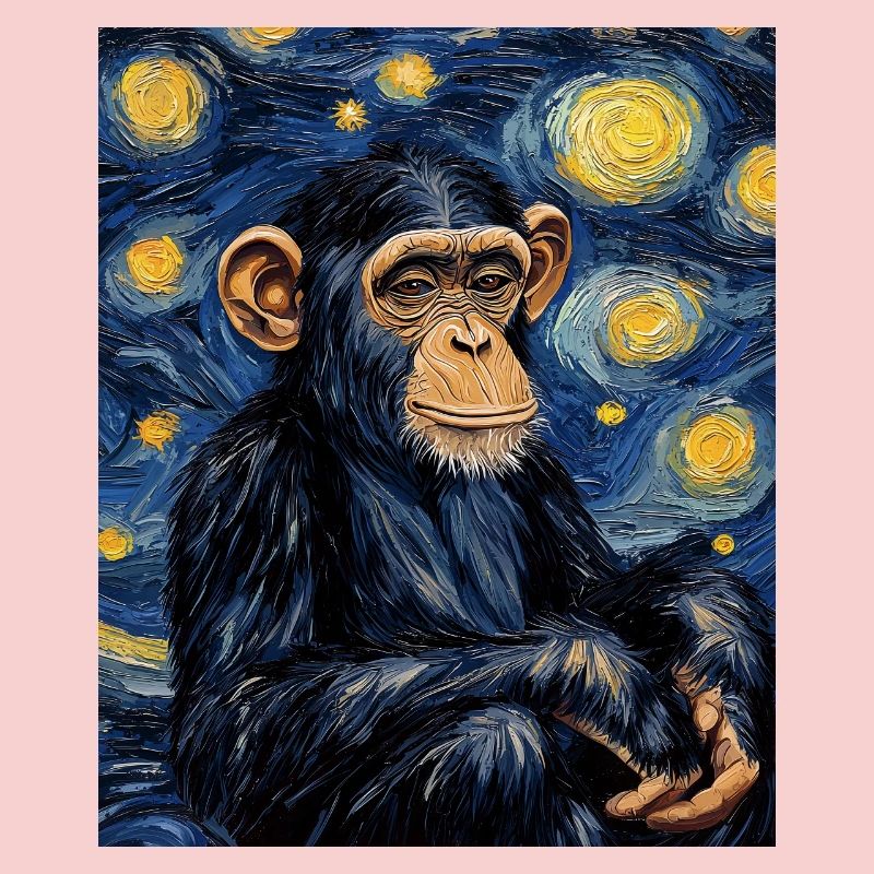Monkey Chimpanzee Van Gogh Style Starry