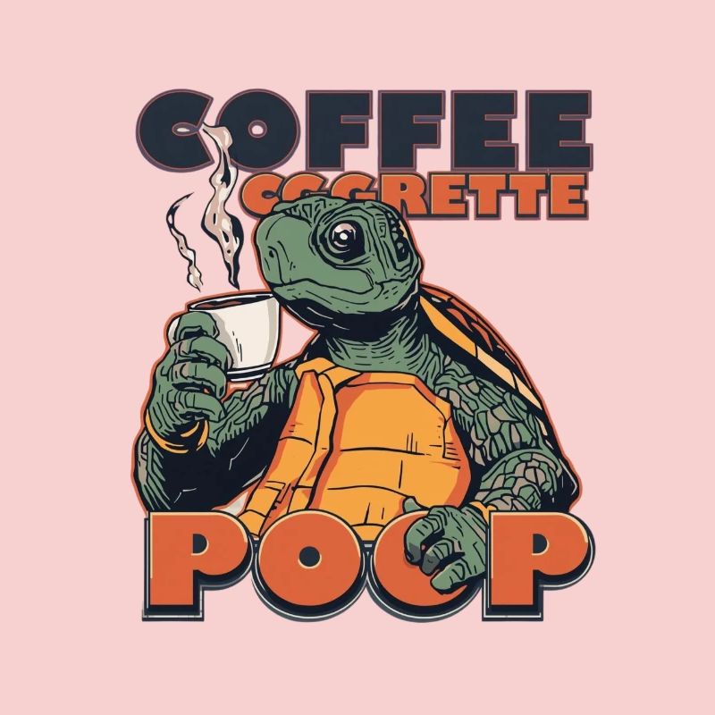 Lizard Schildkröte Kaffee Kippe Gaffel Zigarette