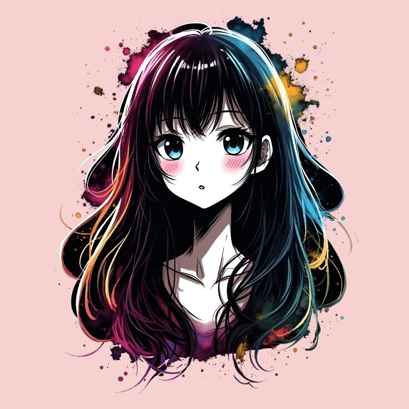 Fille d’anime avec dégradé coloré