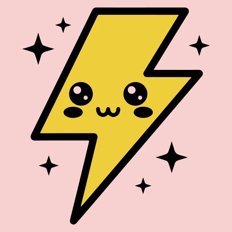 Éclair kawaii avec visage expressif