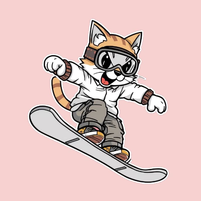 Cool Snowboard Cat Design