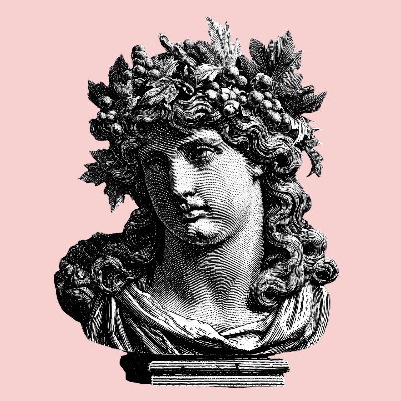 Buste antique de Bacchus – Gravure classique 