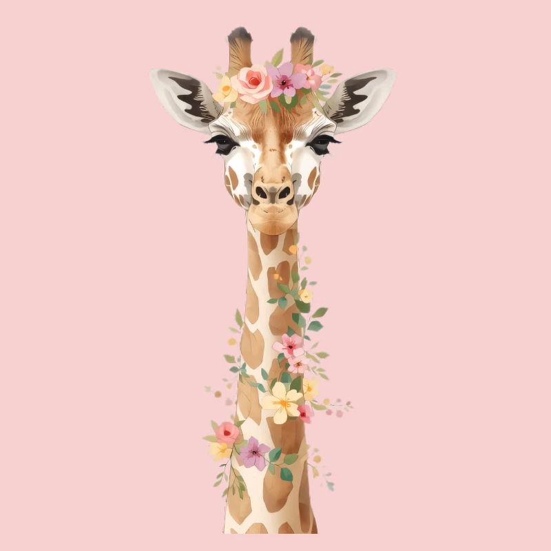 Floral Wreath Giraffe Elegance