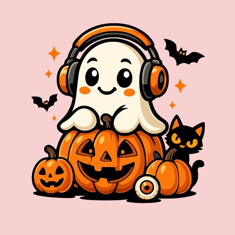 Cute Ghost and Pumpkins