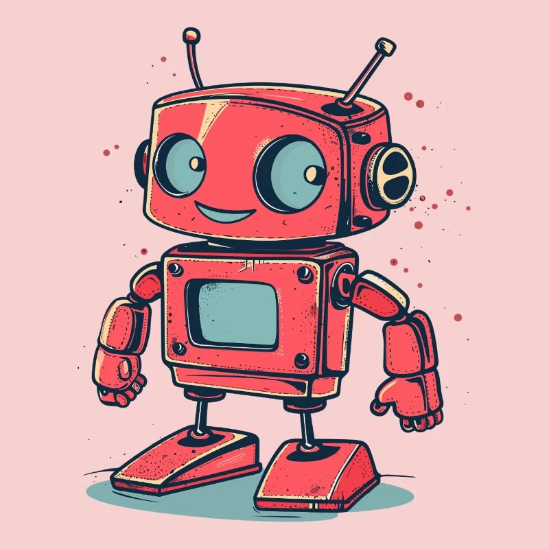 Retro Robot Cartoon Sticker
