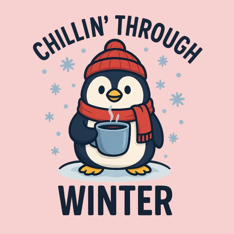 Funny penguin with coffee cup
