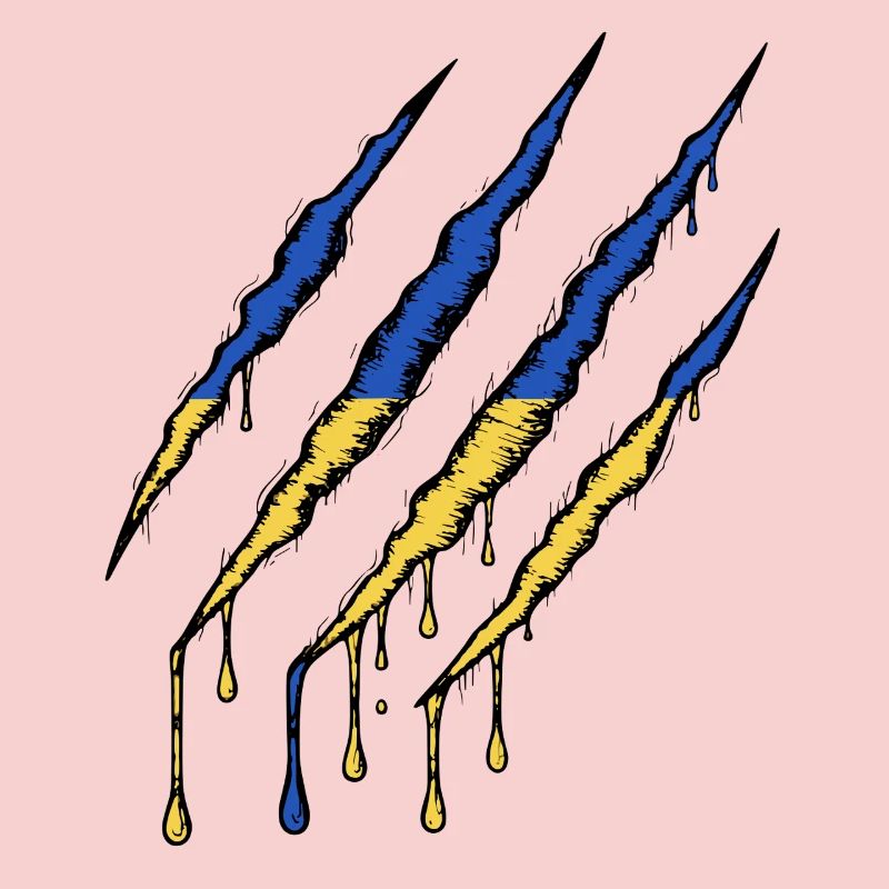 Ukraine Flag Claw - Scratch Mark