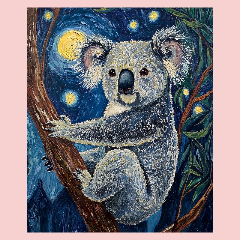 Koala Australia Van Gogh Style Starry Night