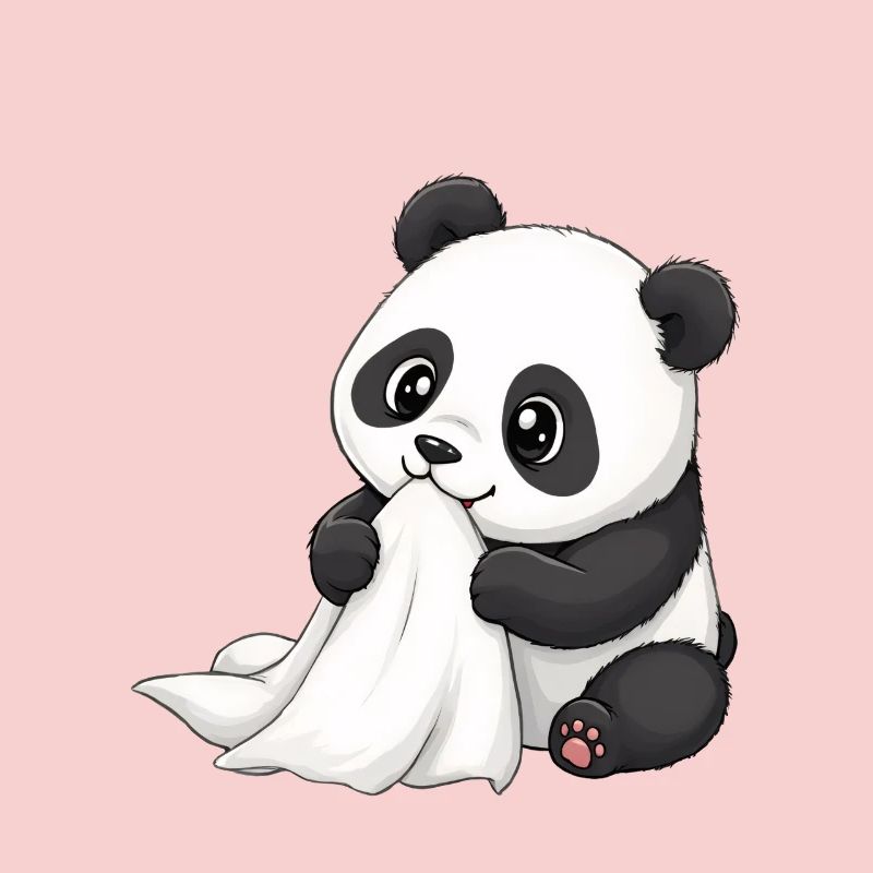 Bébé Panda avec une couette – Dessin animé mignon