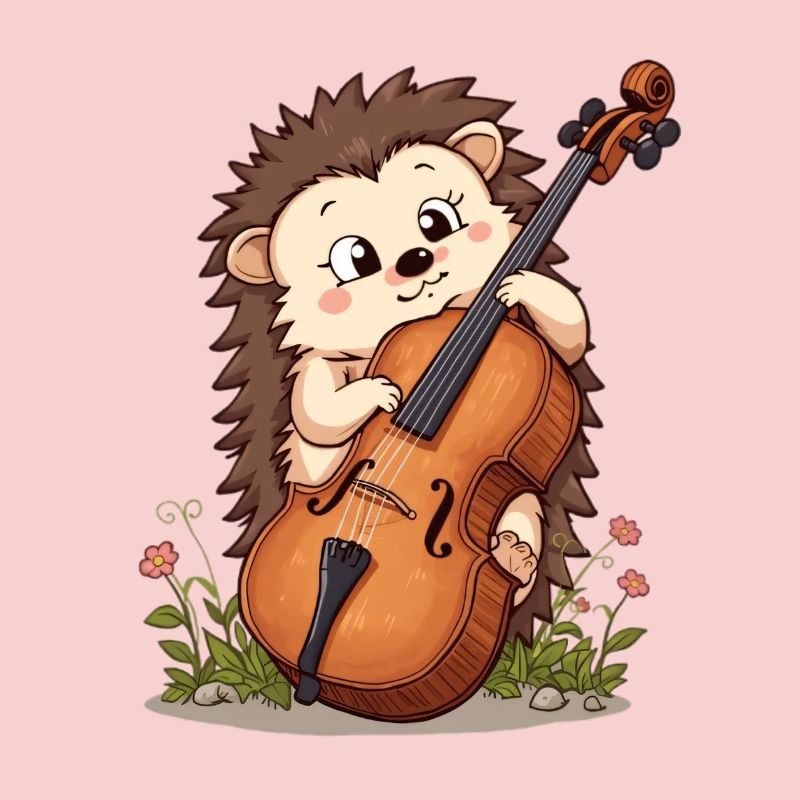 Hérisson violoncelle dans le jardin fleuri