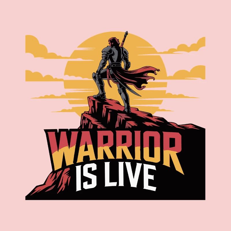 Warrior On Cliff Sunset