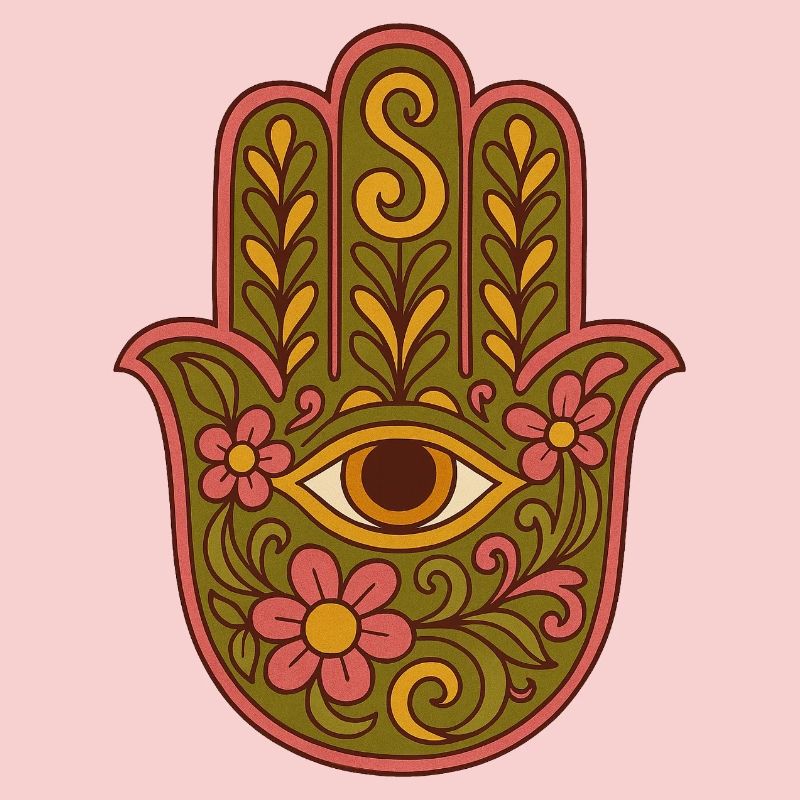 Hamsa Eye Floral Boho Artwork