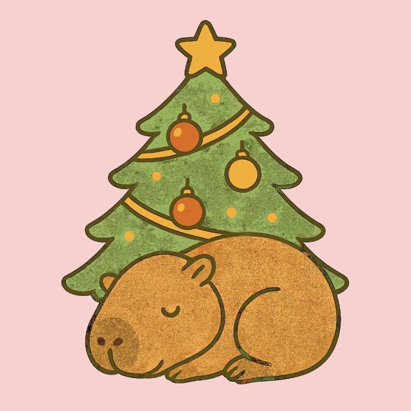 ✨ Sleeping Capybara under the Christmas Tree 🎄