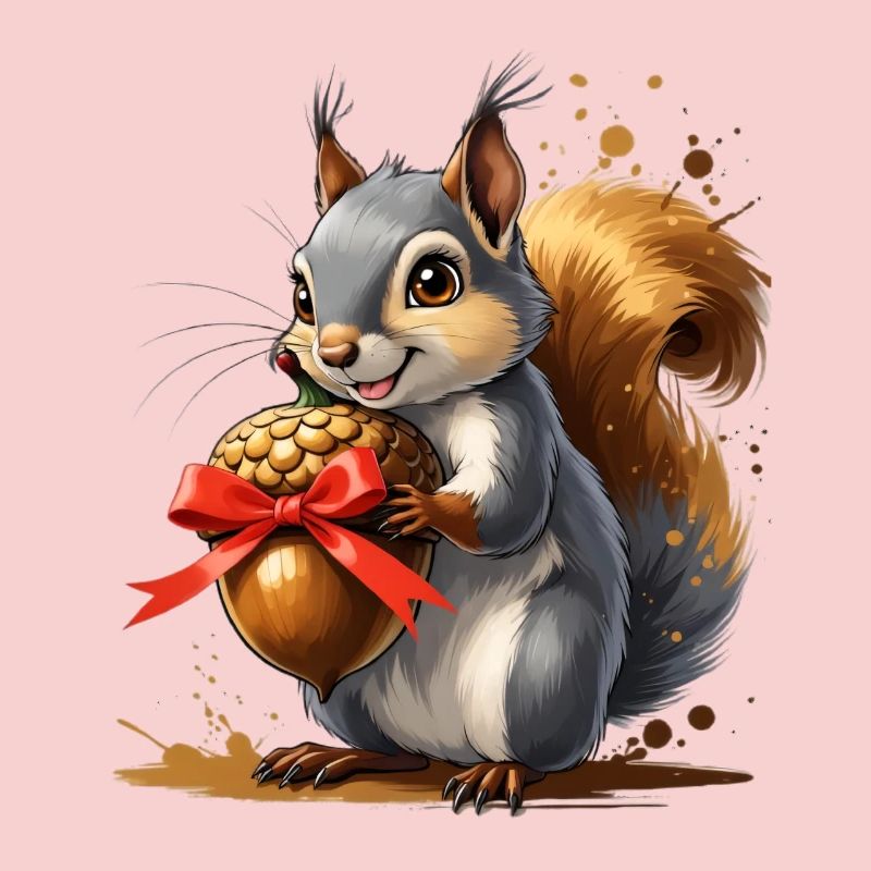 Eichhörnchen mit roter Eichel