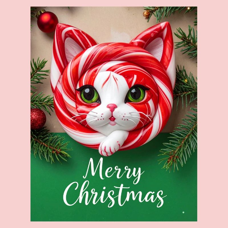 Chat de Noël Candy Cane Look