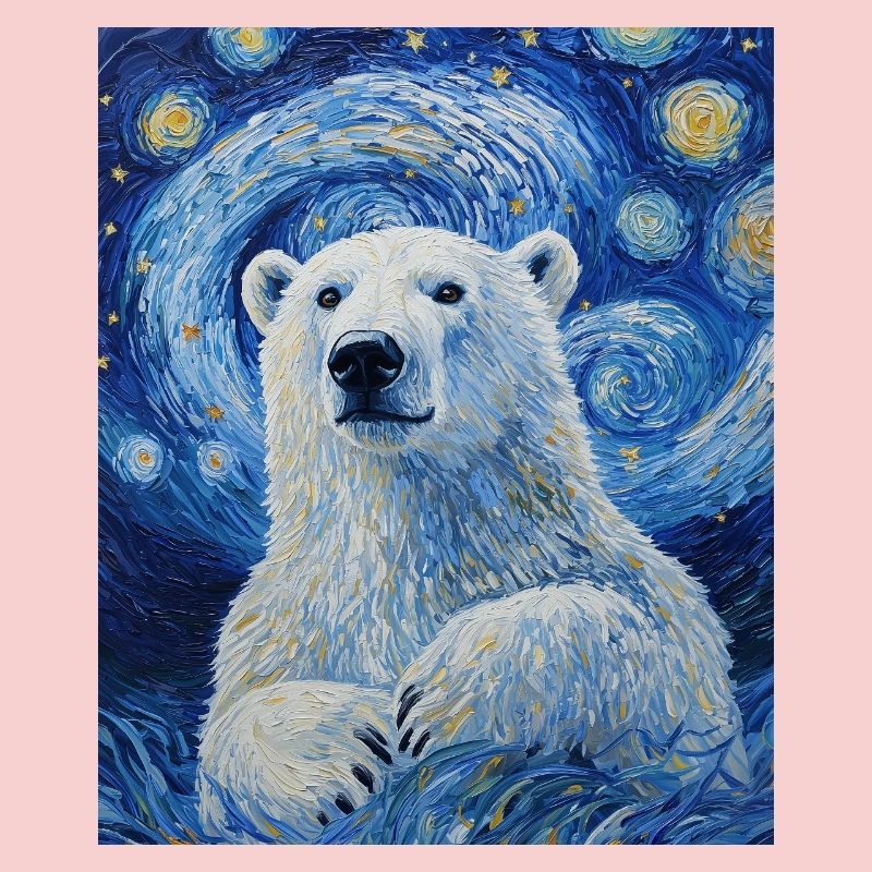 Polar Bear Bear Bears Van Gogh Style Starry Night