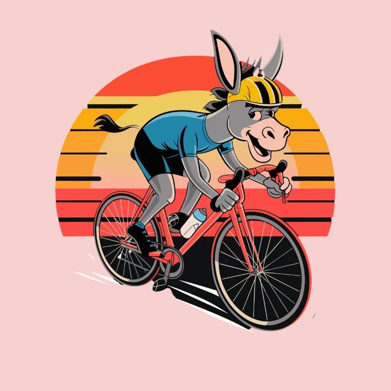 Funny Donkey Cyclist Sunset