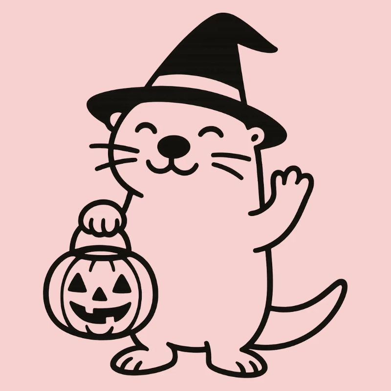 Otter with Halloween Magic Hat