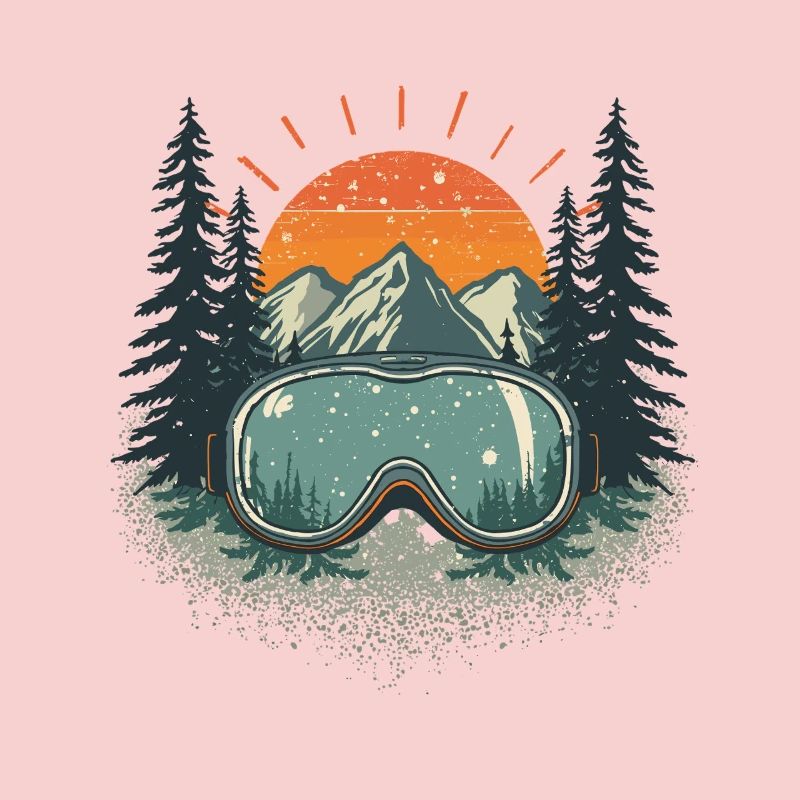 Mountain panorama with ski goggles