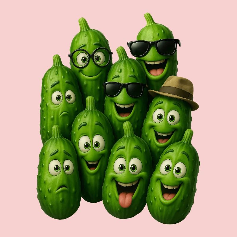 Troupe de concombres verts