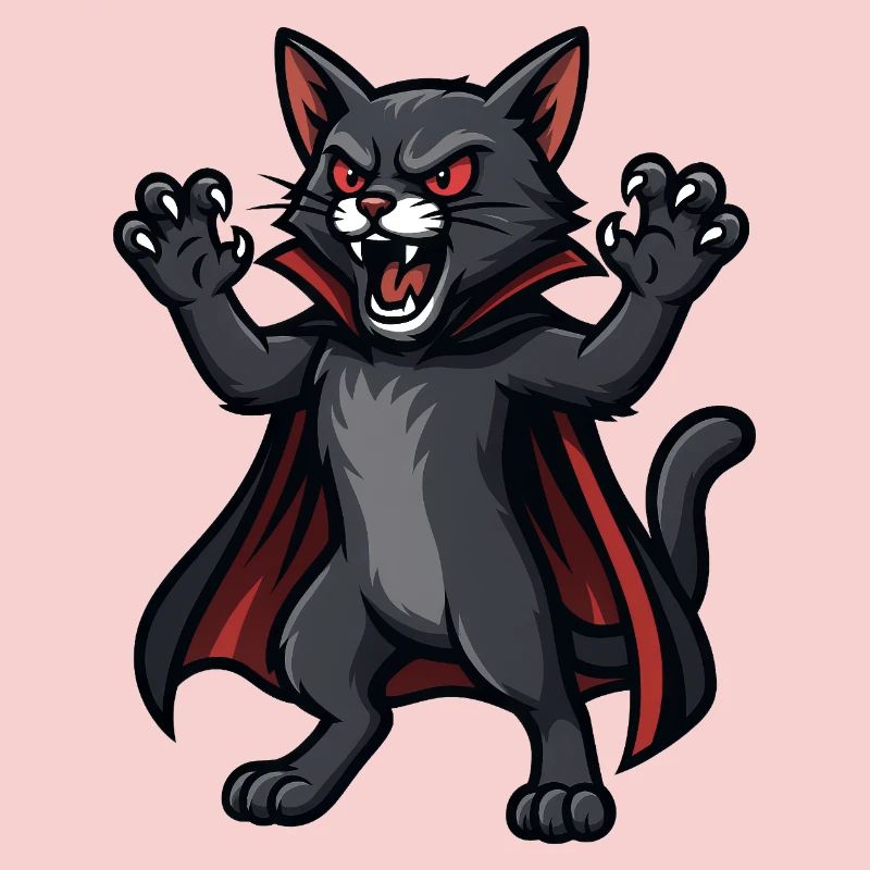 Mignon Halloween Chat Vampire Dessin animé Monstre Drôle