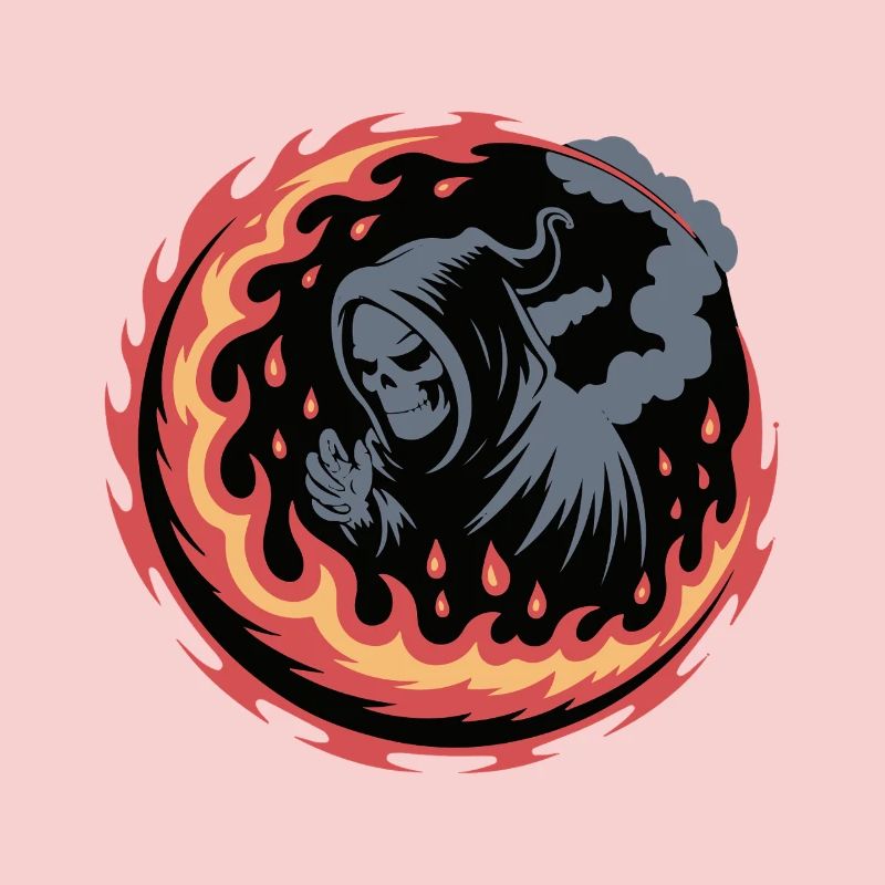 Flaming Grim Reaper Circle