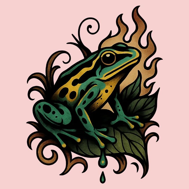 Flammenfrosch auf Blatt