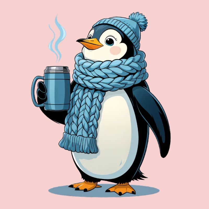 Pingouin câlin avec écharpe bleue