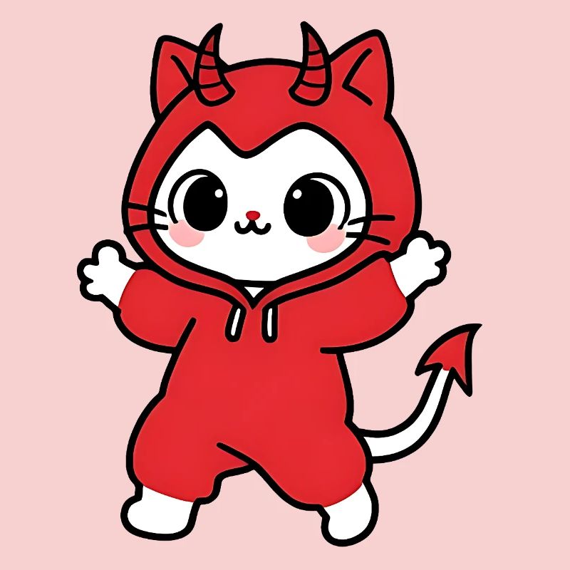 Cat Devil Kapuzenpullover Rot